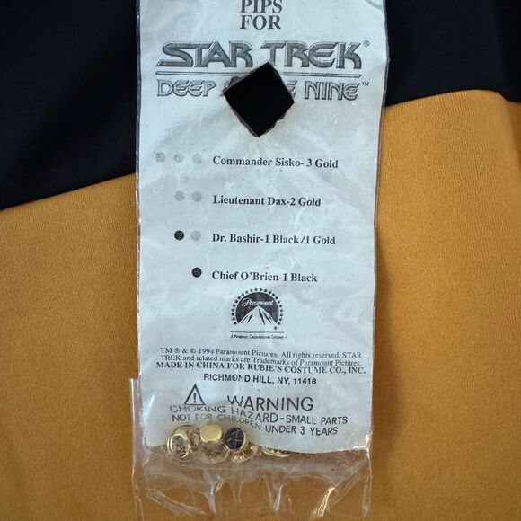 Star Trek Cosplay Shirt Yellow Black Uniform Costume Top Size Large with Pips - Picture 5 of 5